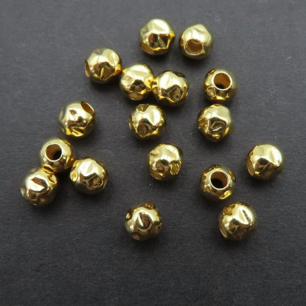 Srebro Złocone Ag - kulka młotkowana 4 mm