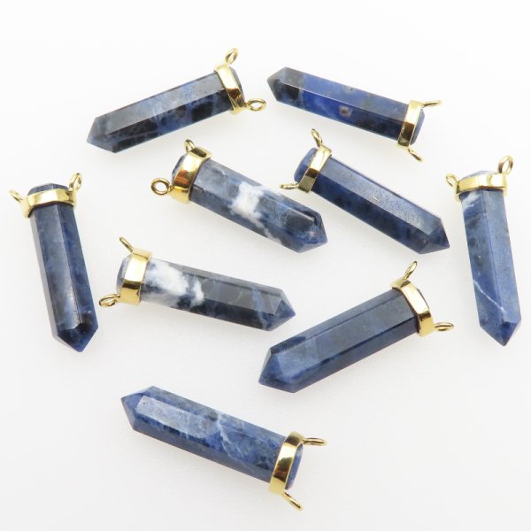 Zawieszka mały sopel Sodalit w okuciu - srebro złocone