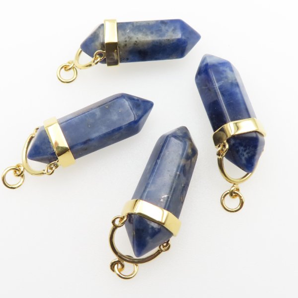 Zawieszka sopel Sodalit w oprawie - srebro złocone