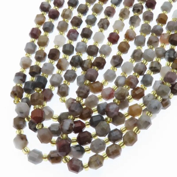 Agat coffee fasetowany - wielościany 6 mm (sznur)