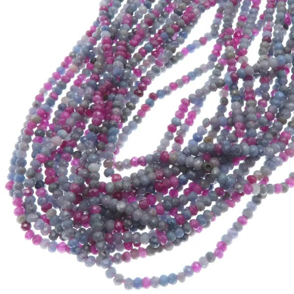 Mix kamieni: Rubin i Szafir fasetowane oponki 3x2 mm (sznur)