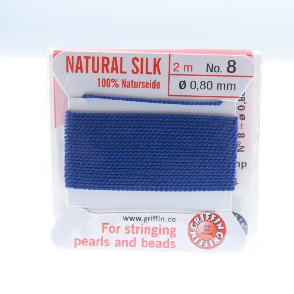 Nici Jedwabne ciemno niebieskie z igłą - 0,8 mm/2 metry