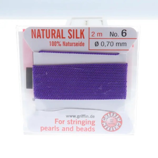 Nici Jedwabne fioletowe z igłą - 0,7 mm/2 metry