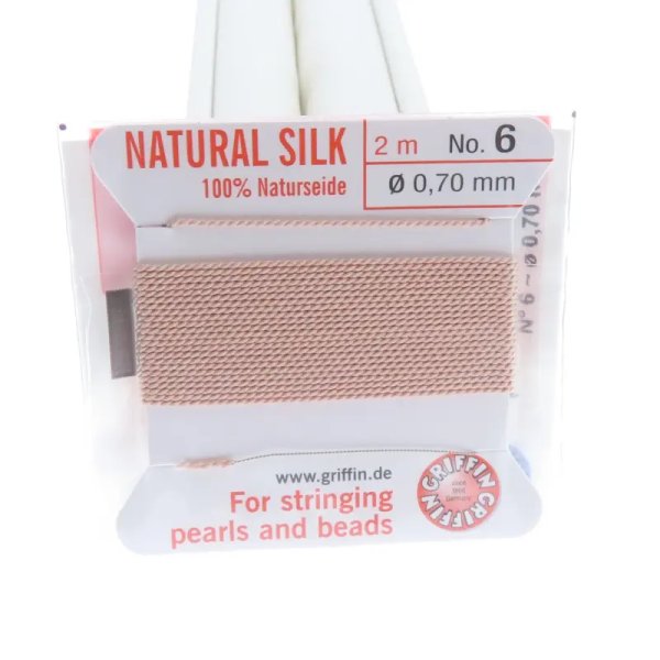 Nici Jedwabne jasno różowe z igłą - 0,7 mm /2 metry