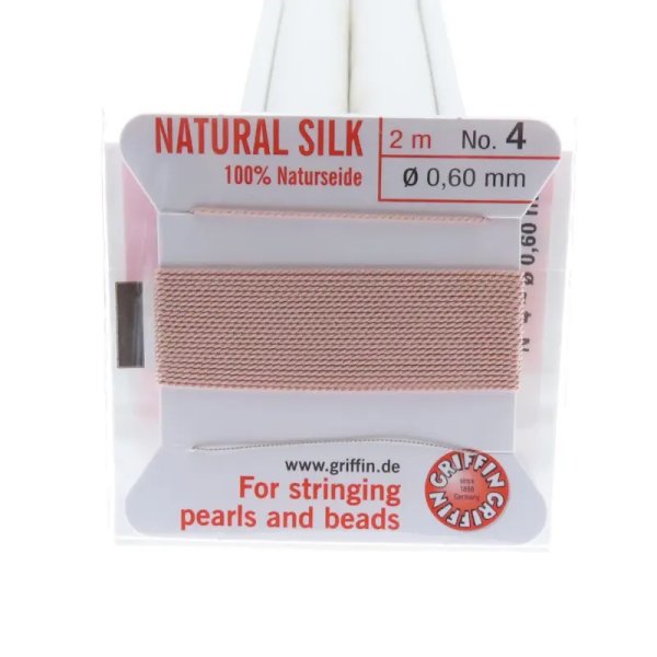 Nici Jedwabne jasno różowe z igłą - 0,6 mm /2 metry