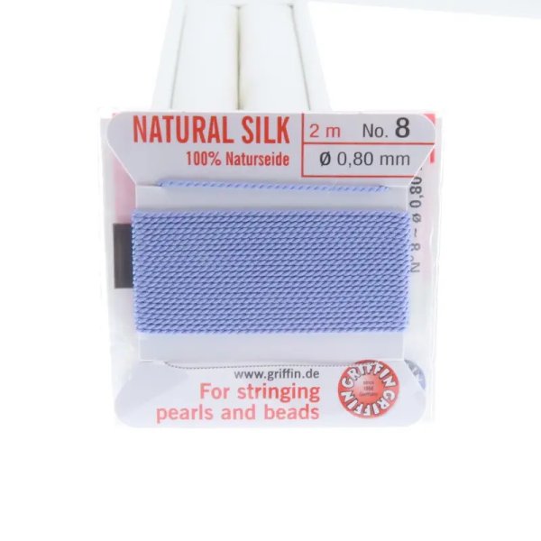 Nici Jedwabne liliowe z igłą - 0,8 mm /2 metry