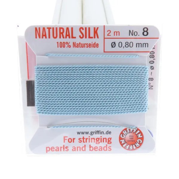 Nici Jedwabne turkusowe z igłą - 0,8 mm /2 metry