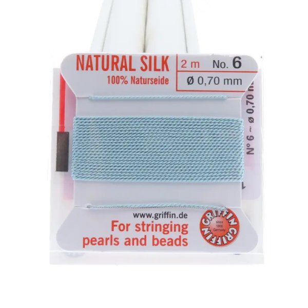 Nici Jedwabne turkusowe z igłą - 0,7 mm /2 metry