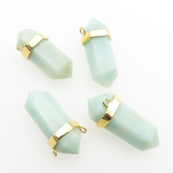 Zawieszka sopel AMAZONIT w okuciu - srebro złocone