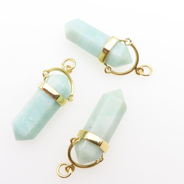 Zawieszka sopel AMAZONIT w oprawie - srebro złocone