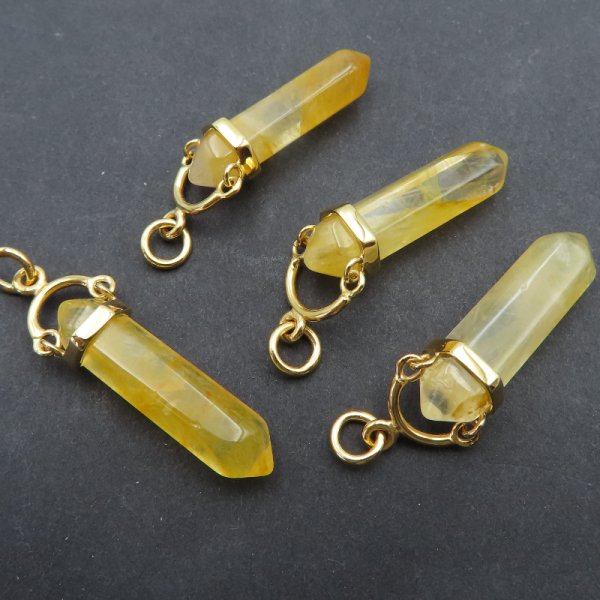 Zawieszka sopel Cytryn w oprawie - srebro złocone