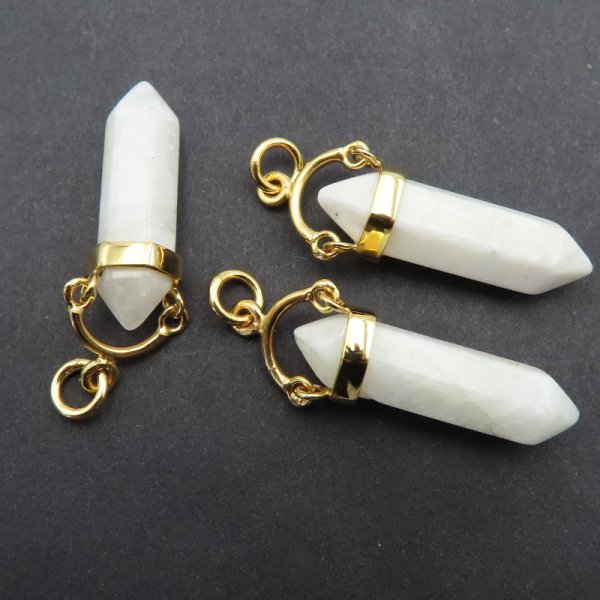 Zawieszka sopel Kamień Księżycowy w oprawie - srebro złocone