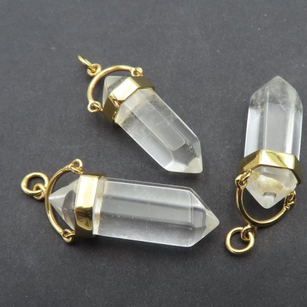 Zawieszka sopel KRYSZTAŁ GÓRSKI w oprawie - srebro złocone