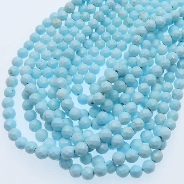 Turkus (howlit) kulka fasetowany 6mm błękitny (sznur)