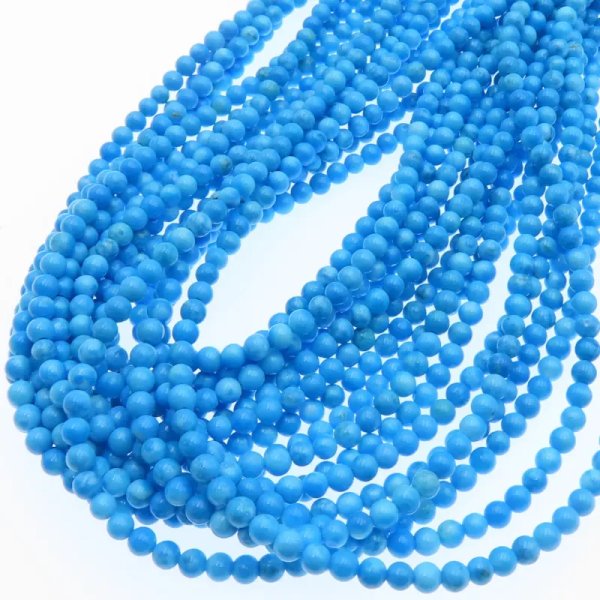 Turkus (howlit) kulka polerowana 3 mm – sznur ok. 39,5 cm