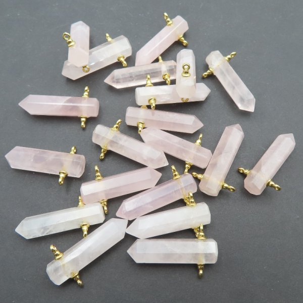 Zawieszka sopel Kwarc Różowy - srebro złocone