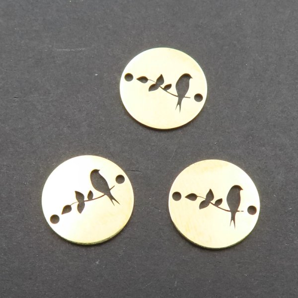 Srebro Ag Złocone - łącznik ptaszek 10 mm