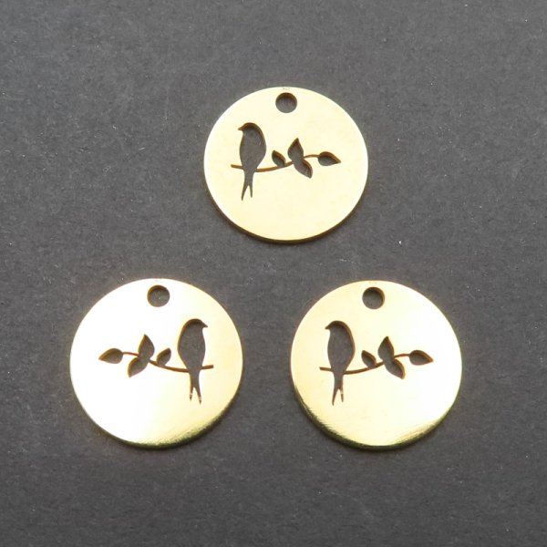 Srebro Ag Złocone - zawieszka ptaszek 10 mm