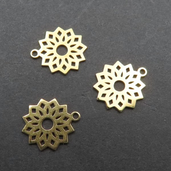 Srebro Ag Złocone - zawieszka rozetka ażurowa 9 mm