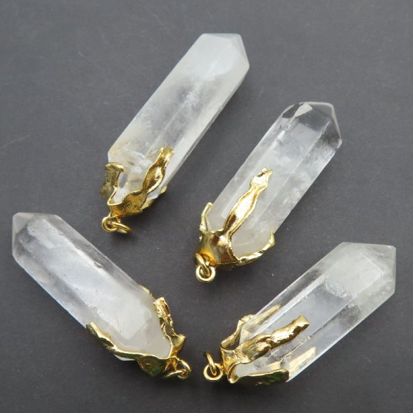 Zawieszka sopel KRYSZTAŁ GÓRSKI nieregularny w oprawie - srebro złocone