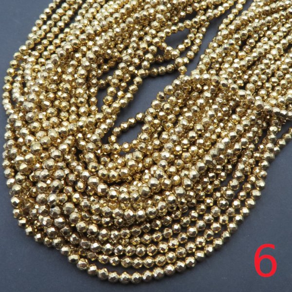 Hematyt 3mm fasetowany złocony AU - kulki (sznurek) różne odcienie do wyboru