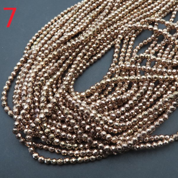 Hematyt 3mm fasetowany złocony AU - kulki (sznurek) różne odcienie do wyboru