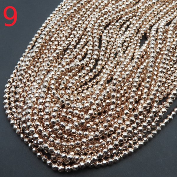 Hematyt 3mm fasetowany złocony AU - kulki (sznurek) różne odcienie do wyboru