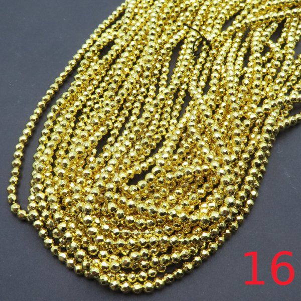 Hematyt 3mm fasetowany złocony AU - kulki (sznurek) różne odcienie do wyboru