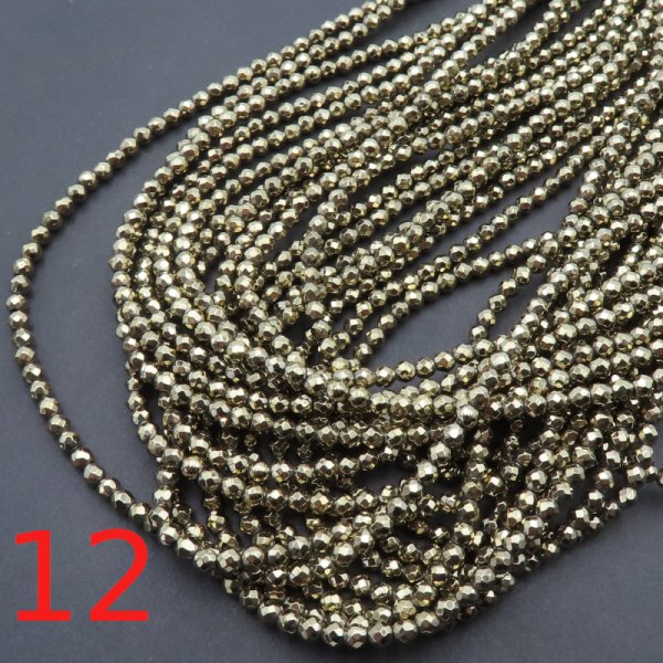 Hematyt złoty fasetowane kulki 3 mm – różne odcienie – sznur ok. 38 cm