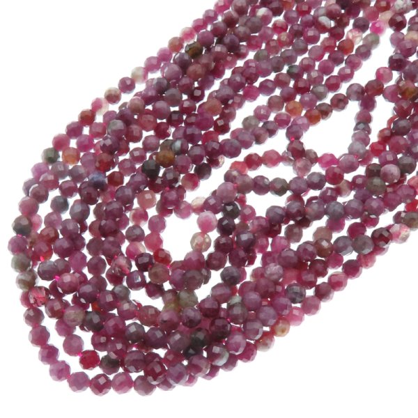 Rubelit fasetowany - kulki 4 mm (sznur)