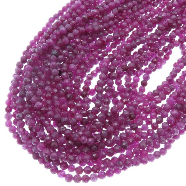 Rubin fasetowany – kulki 3,5 mm (sznur 39 cm)