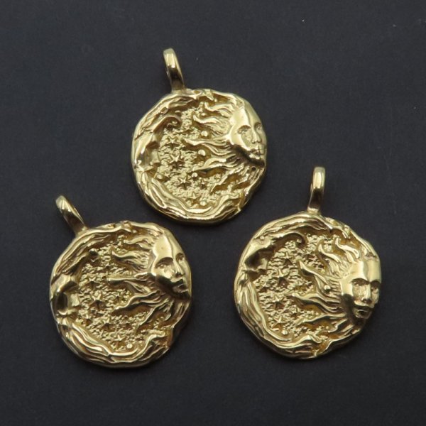 Srebro złocone Ag - zawieszka słońce i księżyc 15 mm