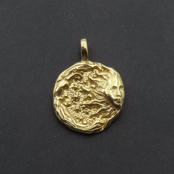 Srebro złocone Ag - zawieszka słońce i księżyc 15 mm