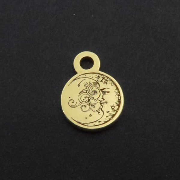 Srebro złocone  Ag - blaszka księżyc i słońce 6mm