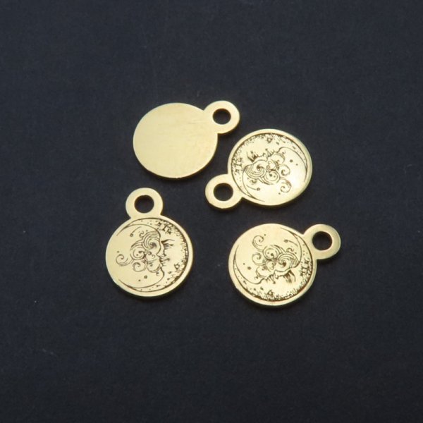 Srebro złocone  Ag - blaszka księżyc i słońce 6mm