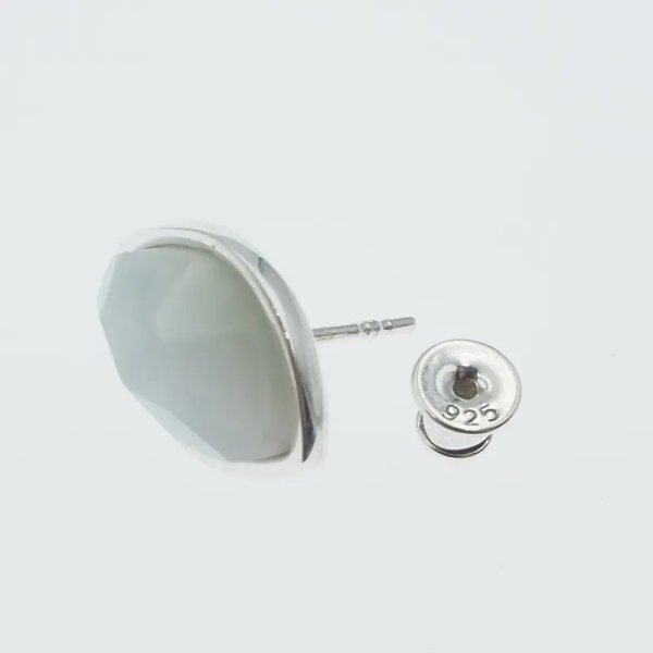 Larimar fasetowana markiza w srebrze - kolczyki sztyfty
