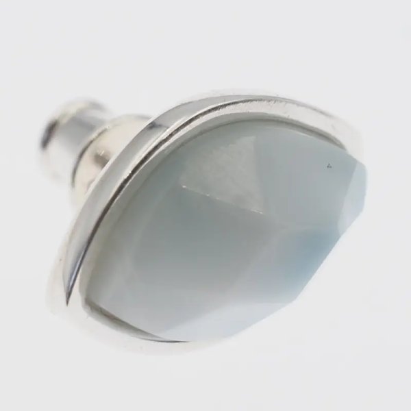 Larimar fasetowana markiza w srebrze - kolczyki sztyfty