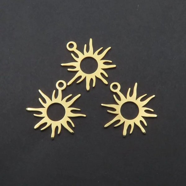 Srebro złocone Ag  - zawieszka słońce 14mm