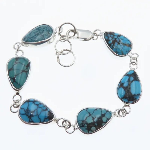 Turkus w srebrze - bransoletka łzy (17,5 cm + 3 cm regulacji)