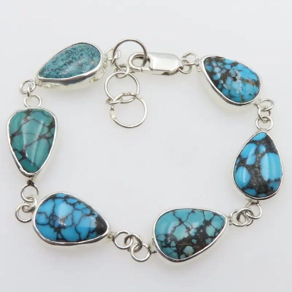 Turkus w srebrze - bransoletka łzy (17,5 cm + 3 cm regulacji)