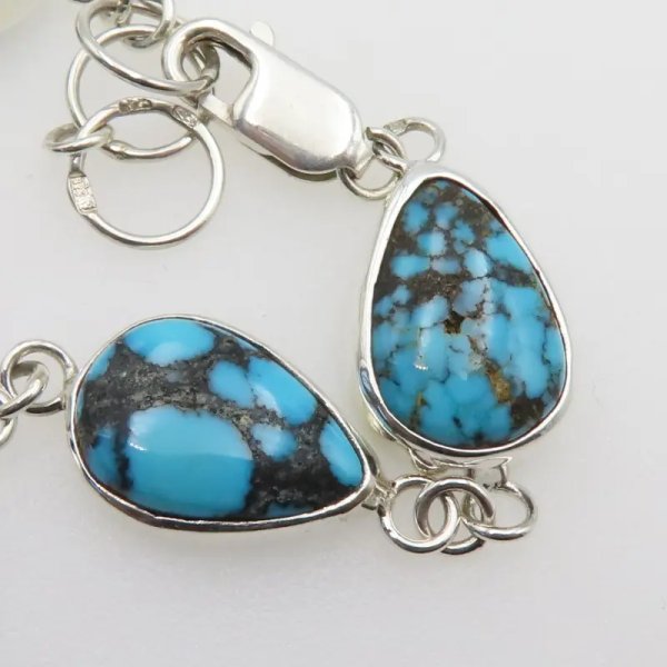 Turkus w srebrze - bransoletka łzy (17,5 cm + 3 cm regulacji)