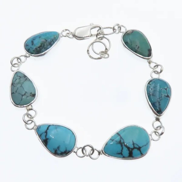 Turkus w srebrze - bransoletka łzy (17,5 cm + 3 cm regulacji)