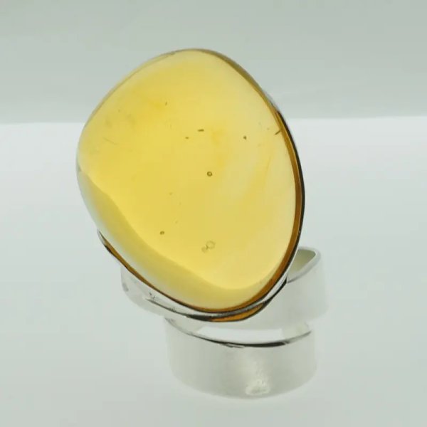 Przezroczysty Bursztyn i srebro - pierścionek regulowany (Rozmiar Jubilerski 12)