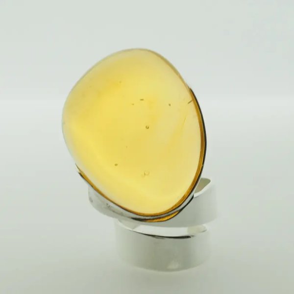 Przezroczysty Bursztyn i srebro - pierścionek regulowany (Rozmiar Jubilerski 12)