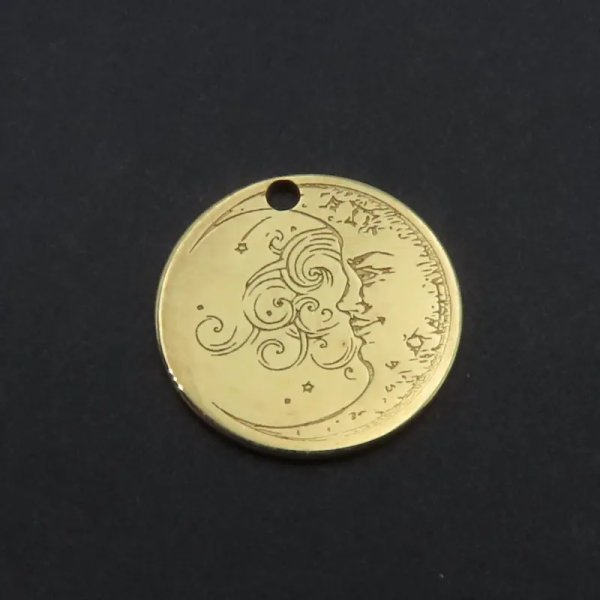 Srebro Ag złocone - blaszka księżyc i słońce 14mm