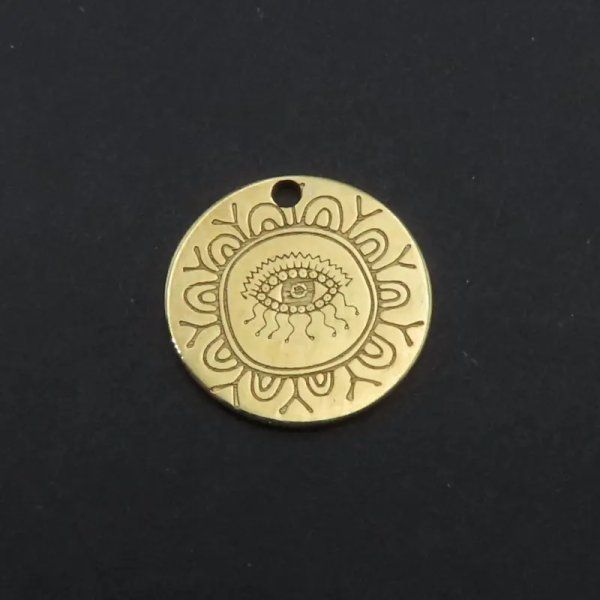 Srebro Ag złocone - zawieszka oko proroka 14mm