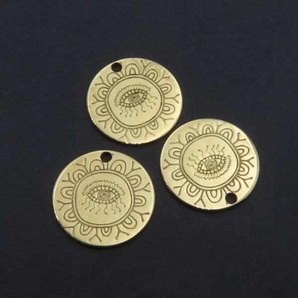 Srebro Ag złocone - zawieszka oko proroka 14mm