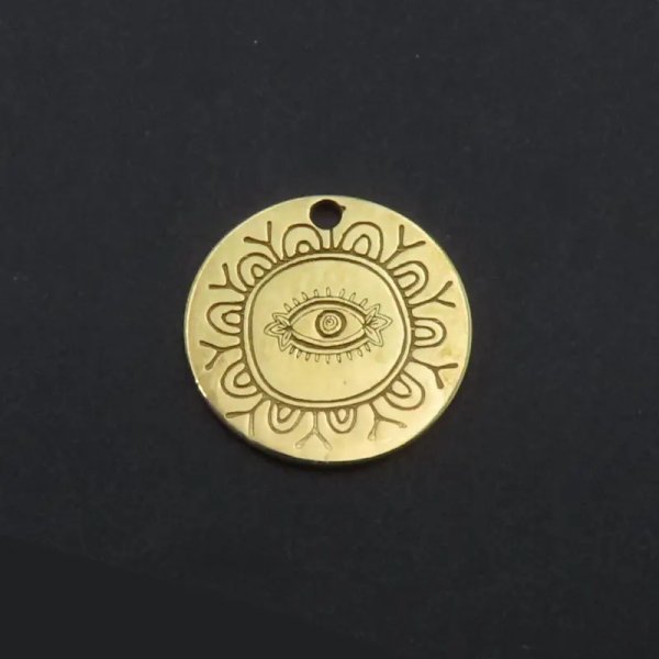 Srebro Ag złocone - zawieszka oko proroka 12mm