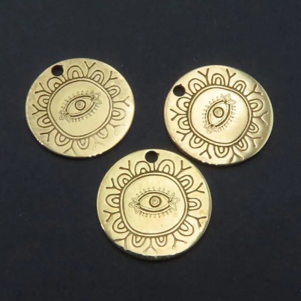 Srebro Ag złocone - zawieszka oko proroka 12mm