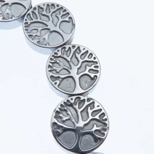 Hematyt srebrny drzewko szczęścia 10 mm – sznur ok. 40 cm